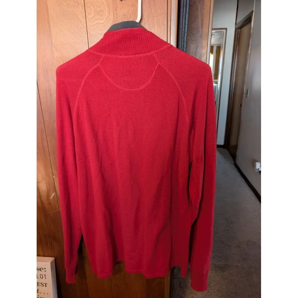 Men's The North Face Quarter‎ Zip Wool Blend Red Sweater Nice! Size large